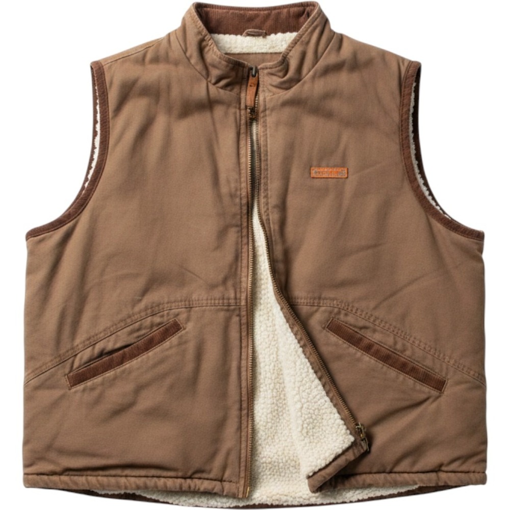 Wrangler Hero Canvas Fleece Lined Work Vest Mens XL Chocolate Brown